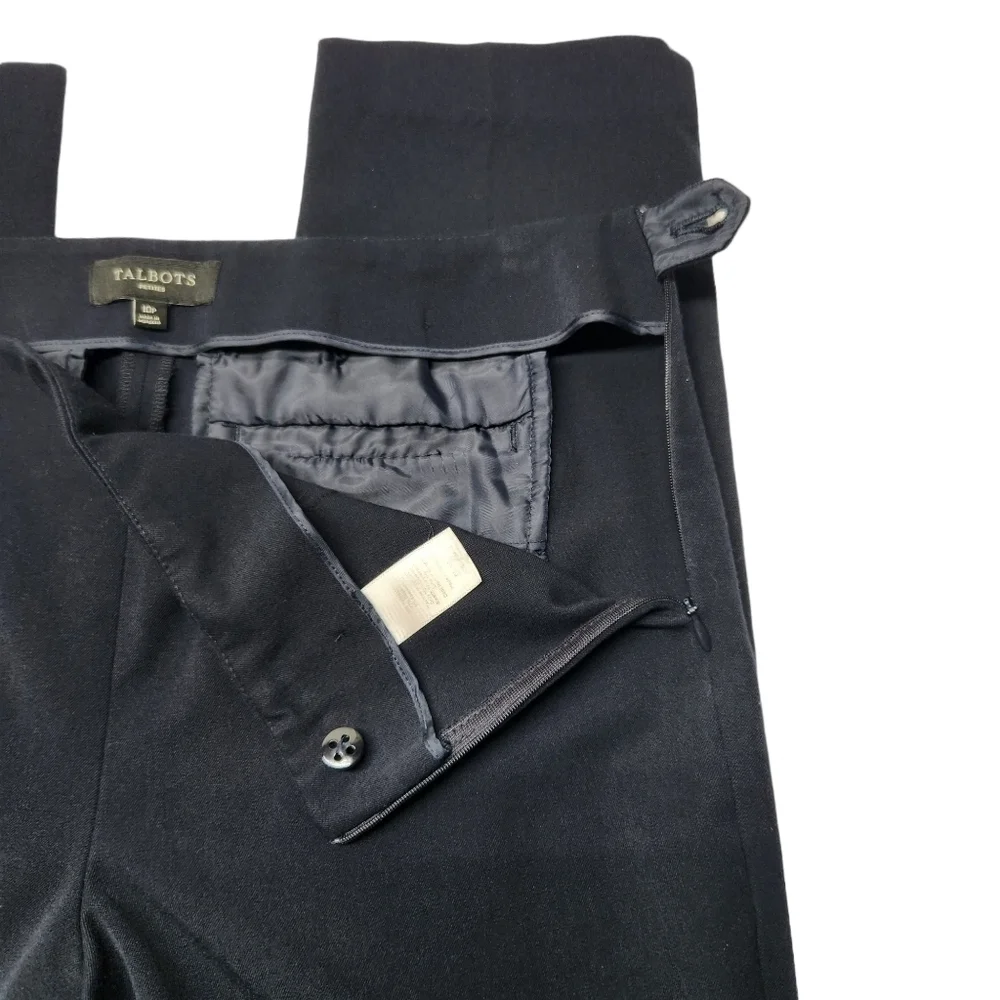 Talbots Pants Straight Leg High Waist Navy Blue, Size 10 Petite - Picture 6 of 14